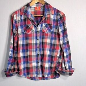 Merrell Women's Harper Tartan Plaid Flannel Button Down Shirt size XS/TP